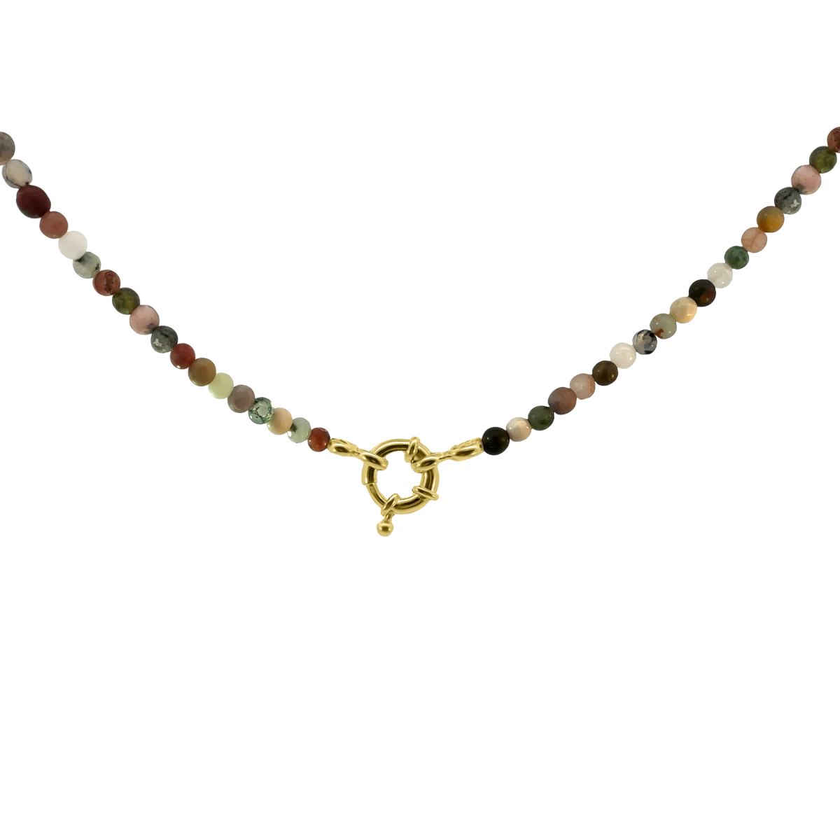 Colorful Mineral Yellow Gold Plated Silver 925 Necklace