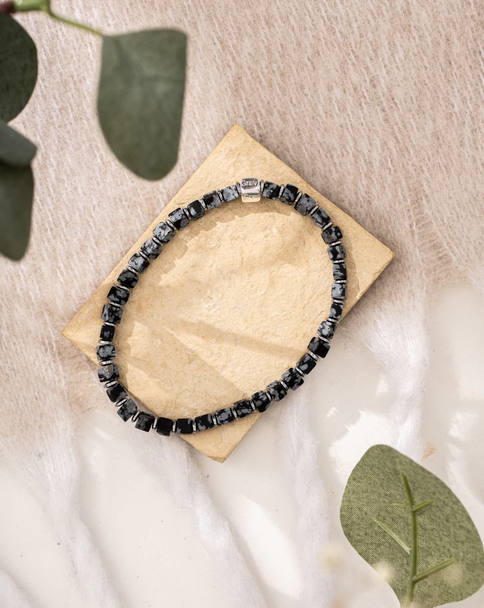 ZILIA Men Force Obsidian Silver 925 Bracelet