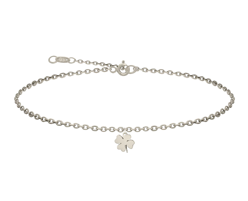 Clover 14K-white-gold Ankle Bracelet