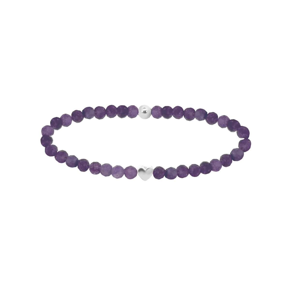 Small Heart Amethyst Mineral Silver 925 Bracelet