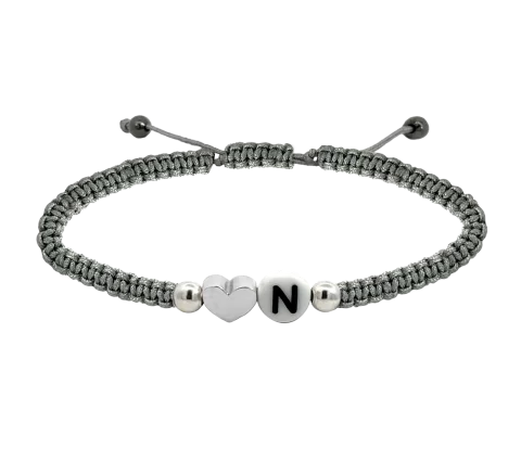ZILIA Macrame Heart Letter Silver 925 Bracelet