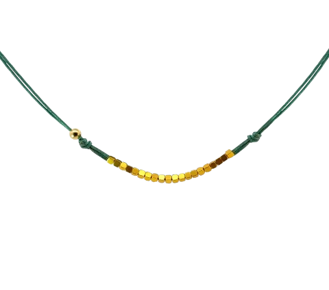 ZILIA Green & Gold Hematite Silver 925 Necklace