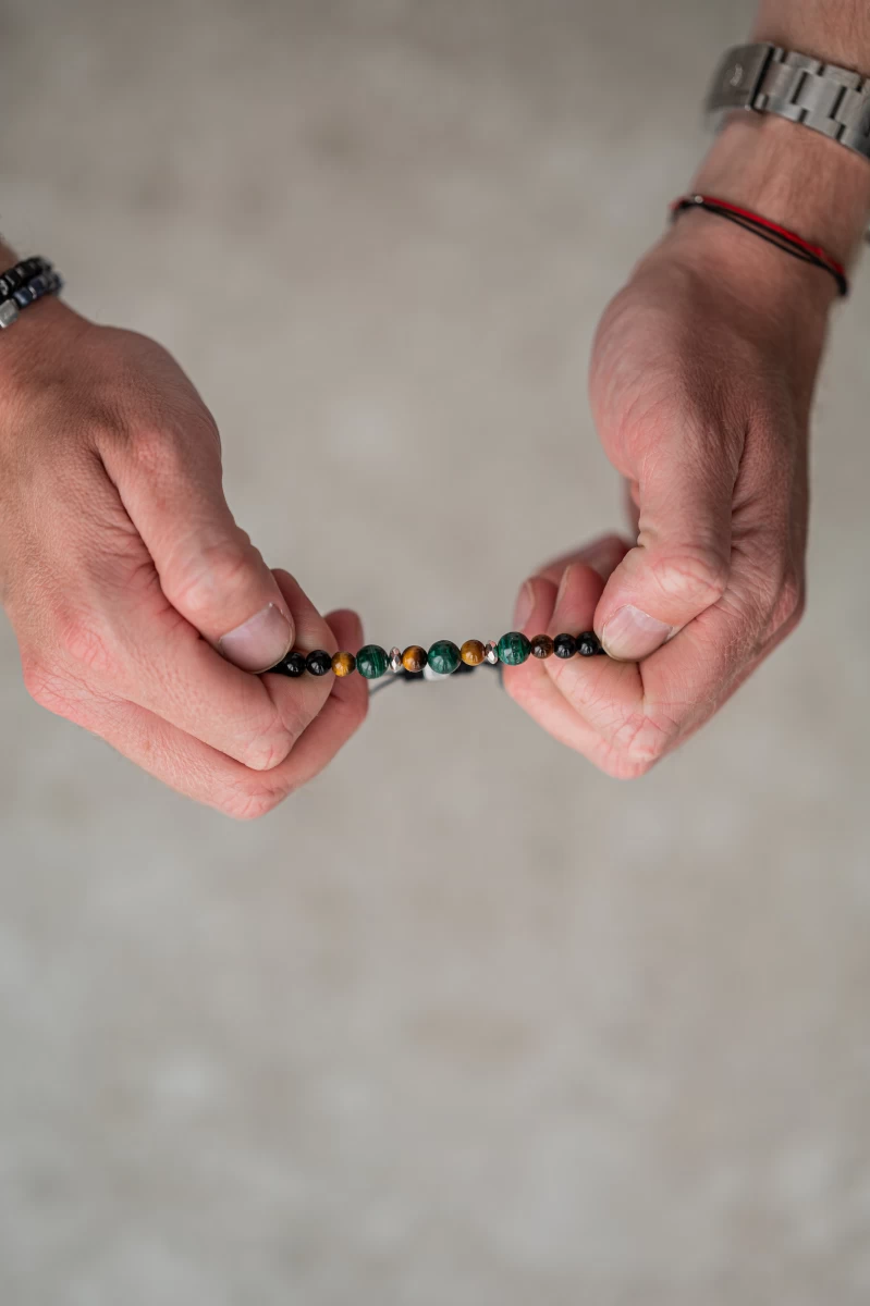 Onix Tiger Eye Malachit Mineral Silver 925 Bracelet