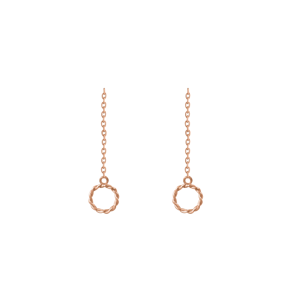 Pretty Circle Pendant Rose Gold 14K Earrings