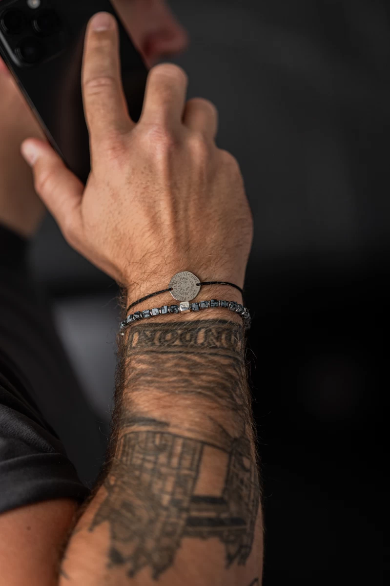 Snowflake Obsidian Silver 925 Bracelet