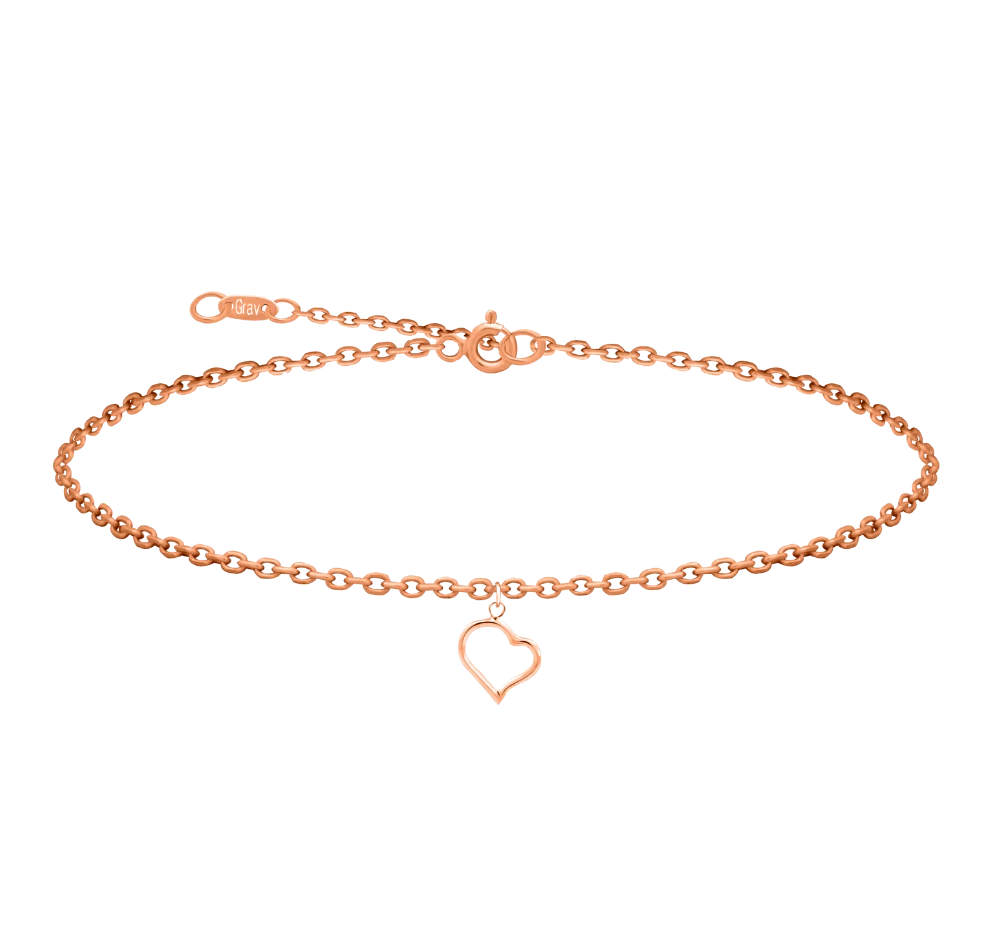 Belle Contour Heart Rosegold 14K Anklet