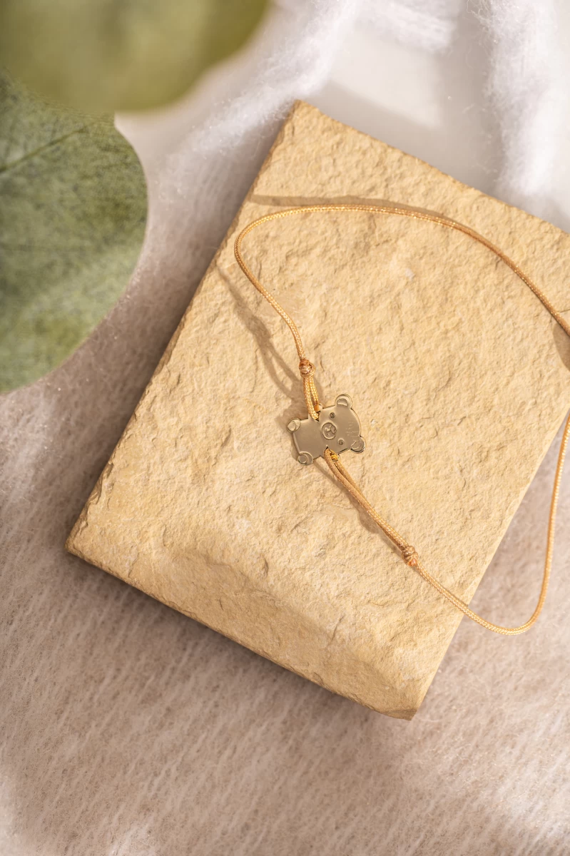 Teddy Bear Baby Rose Gold 14K Thread Bracelet