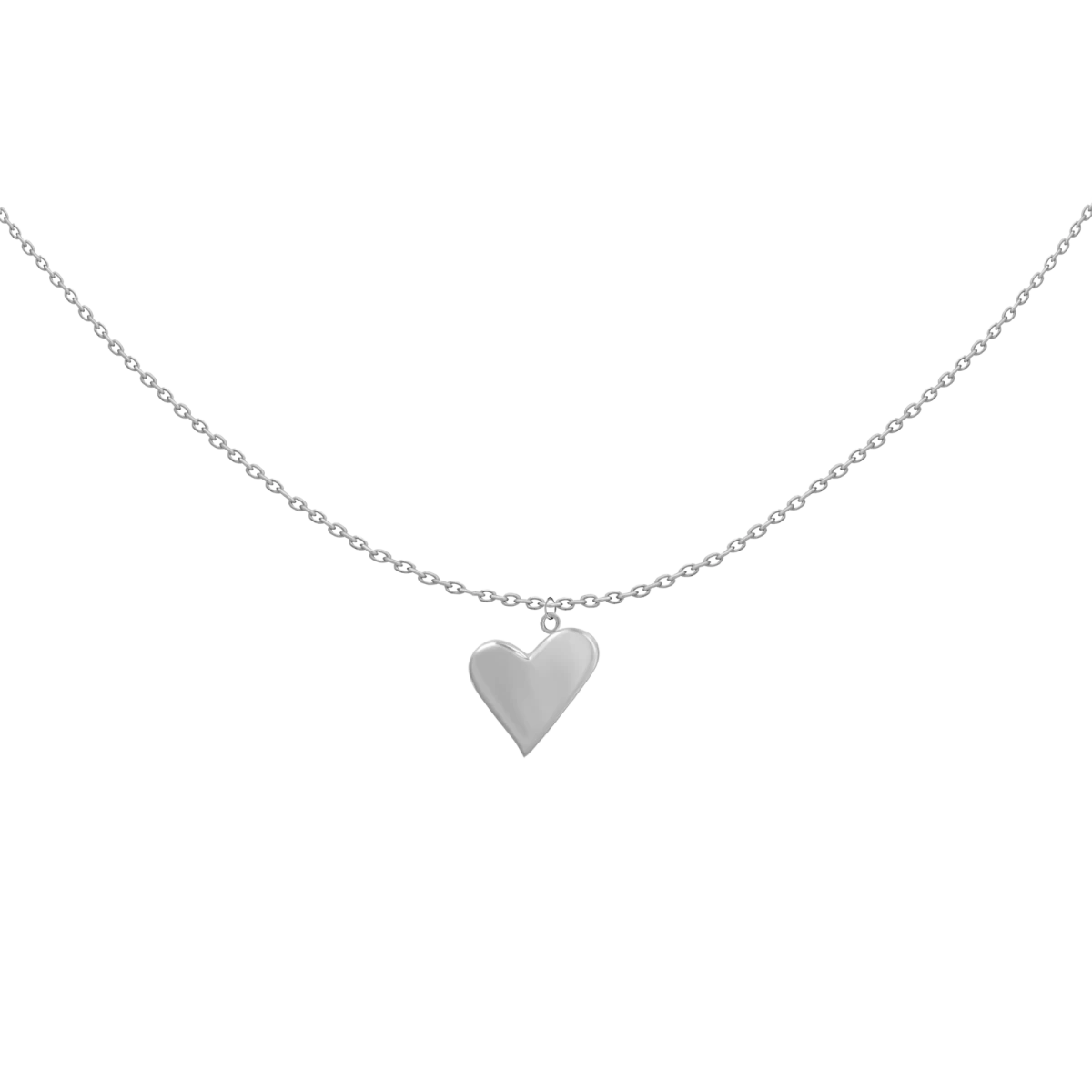 Asymetric Heart Silver Necklace