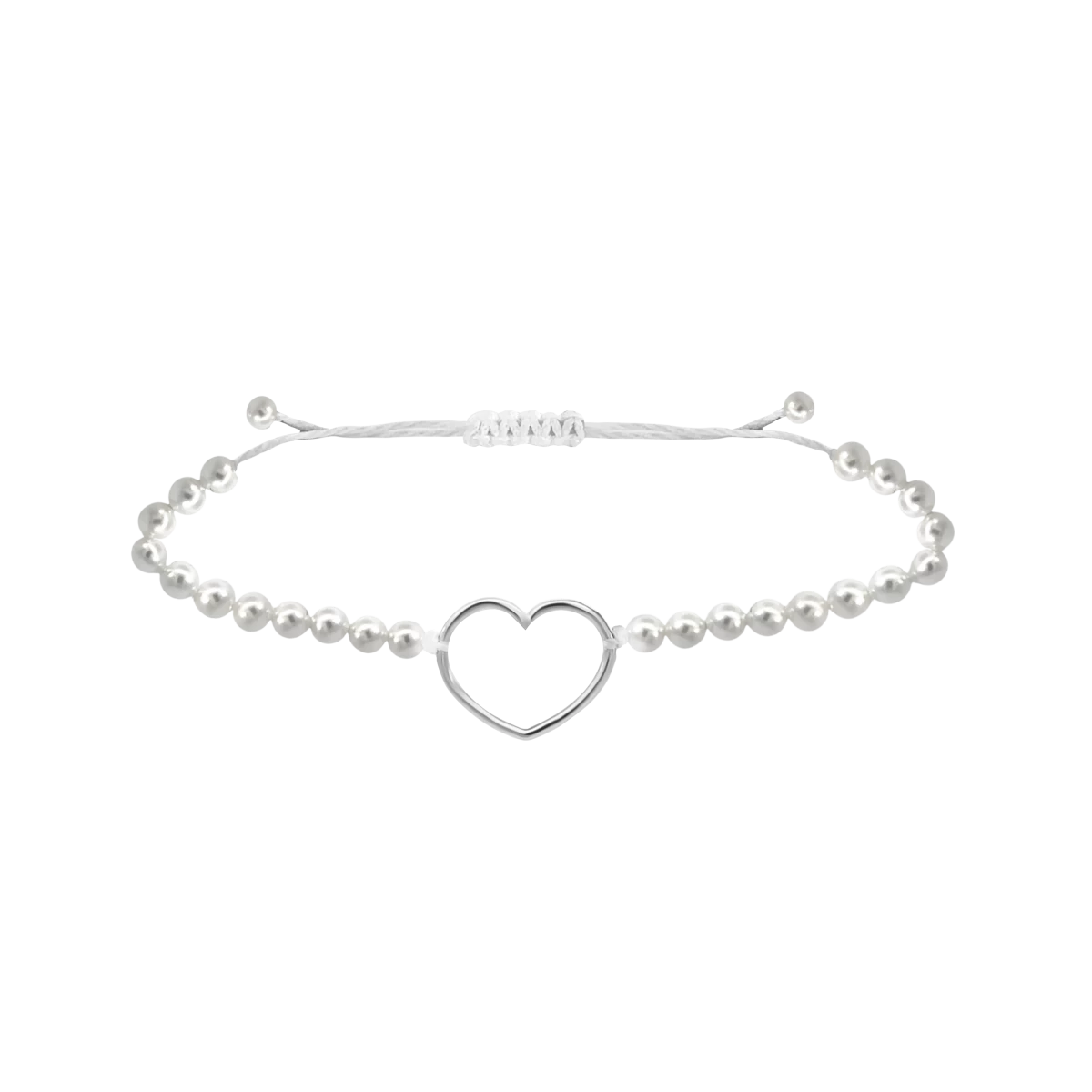 Small Pearl Outline Heart Silver 925 Bracelet