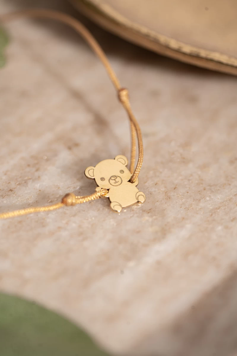 Zilia Teddy Bear Baby Gold 14K Thread Bracelet