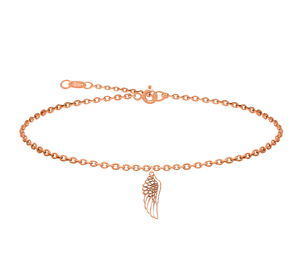 Angel Wing Pendant Rose Gold 14K Anklet