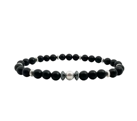 ZILIA Matte Black Men Silver 925 Bracelet