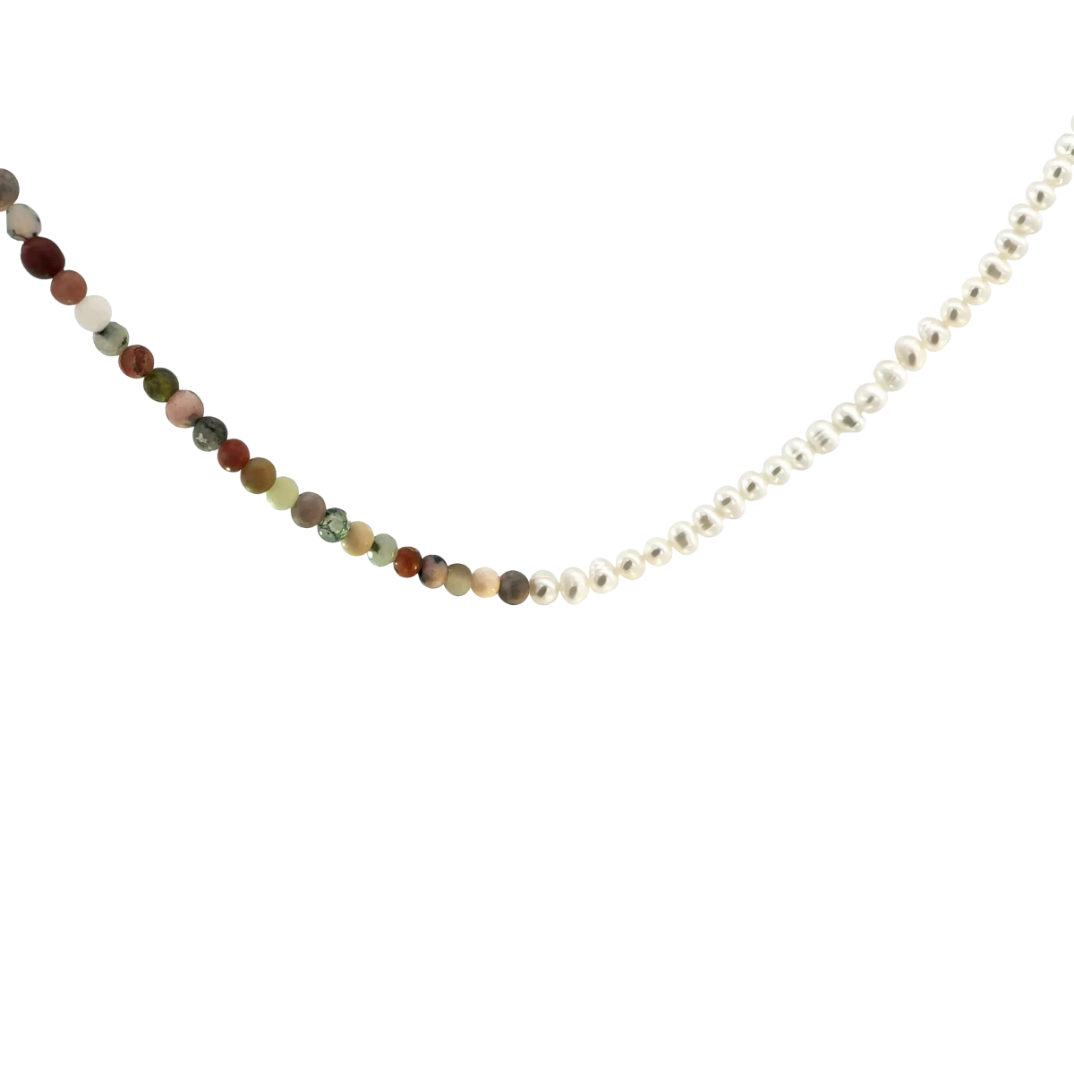 Colorful Mineral Bead Sterling Silver 925 Necklace