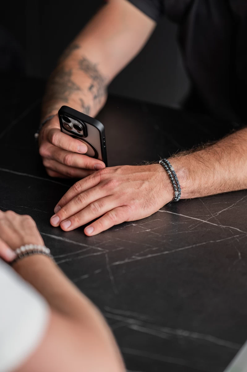 Hematite Minerál Silver 925 Bracelet