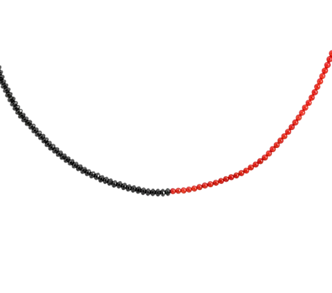 ZILIA Coral And Hematite Silver 925 Mineral Necklace