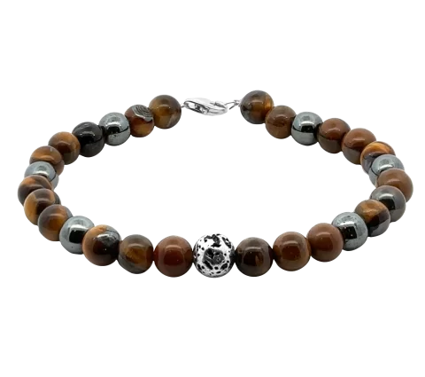 ZILIA Tiger's Eye Men 4 Silver 925 Bracelet