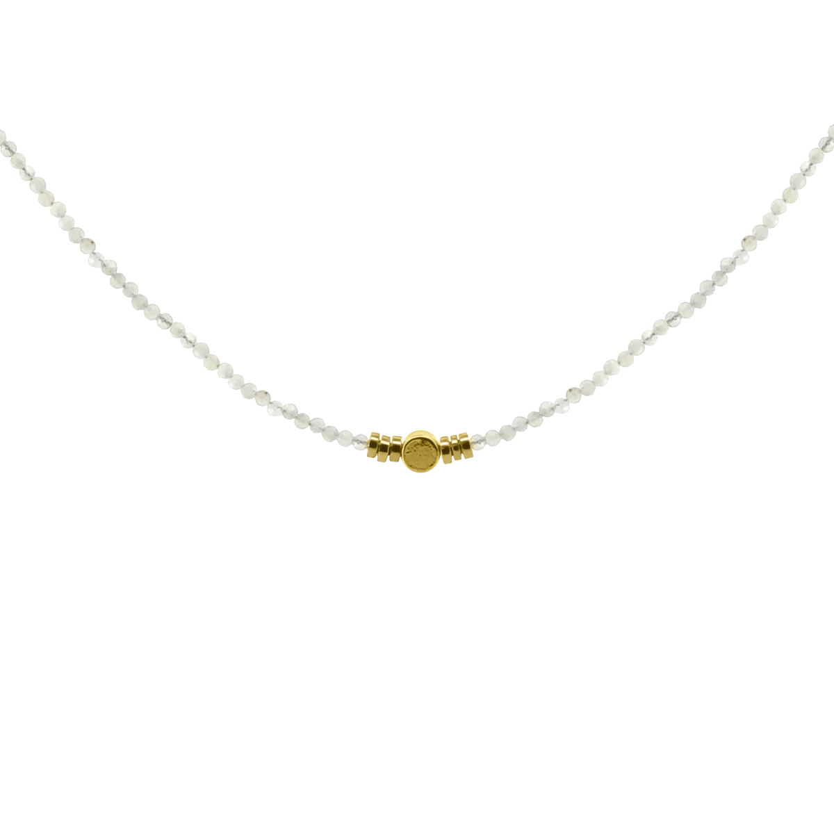 Moonstone Mineral Yellow Gold Plated Circle Silver 925 Necklace
