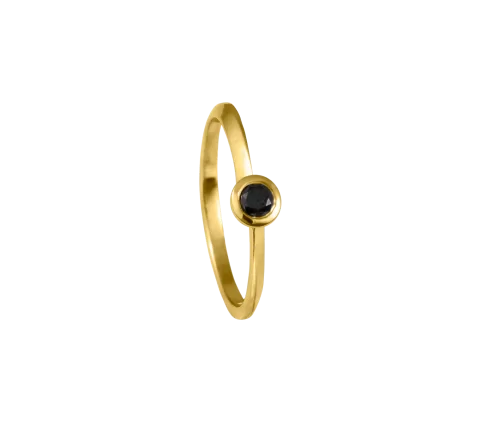ZILIA Dark Diamond Button Gold 14K Ring