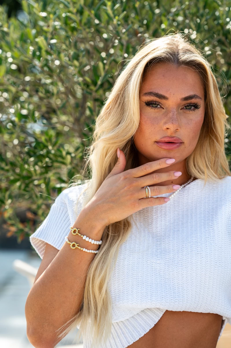 Pearl Yellow Gold Plated Silver 925 Bracelet