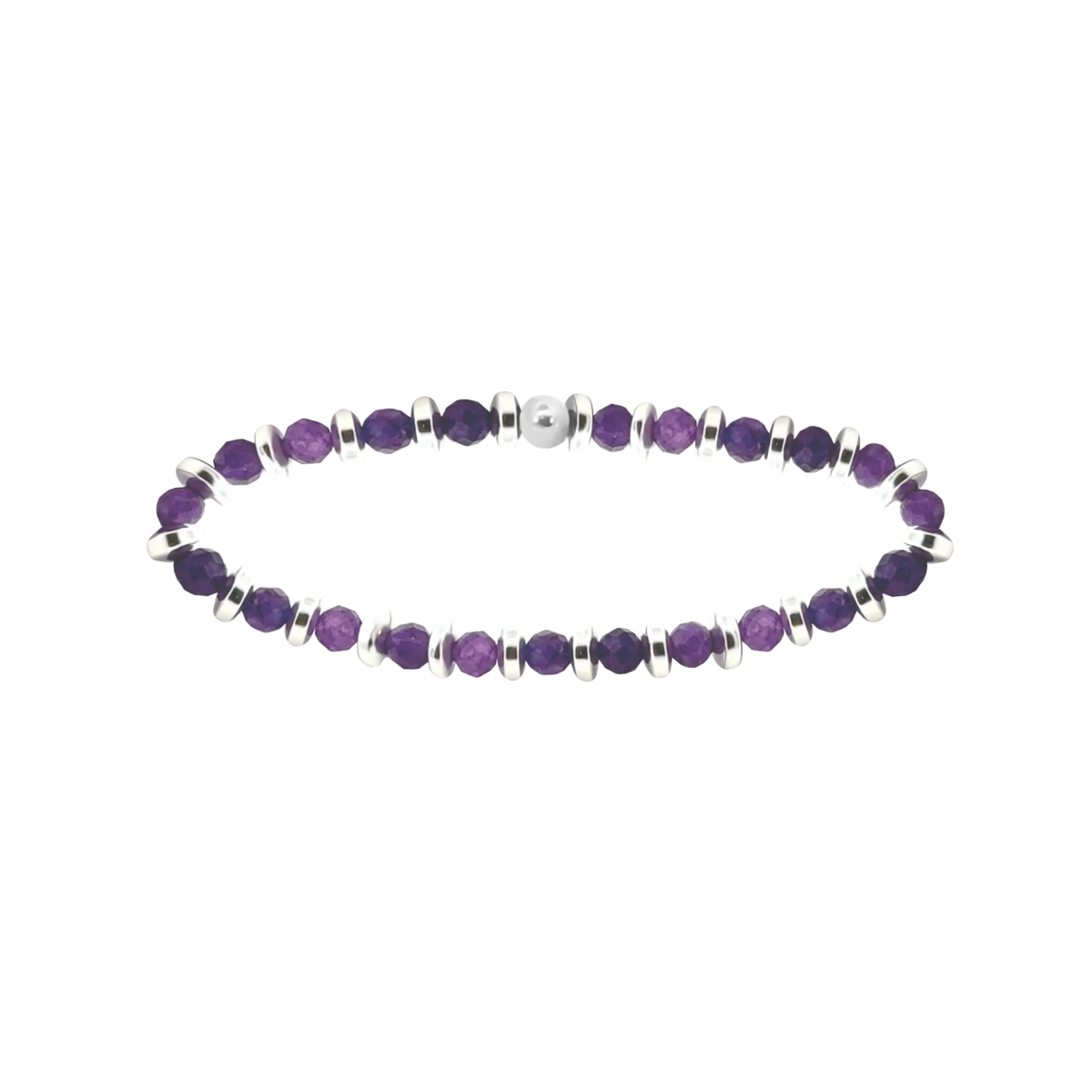 Amethyst And Hematite Mineral Silver 925 Bracelet