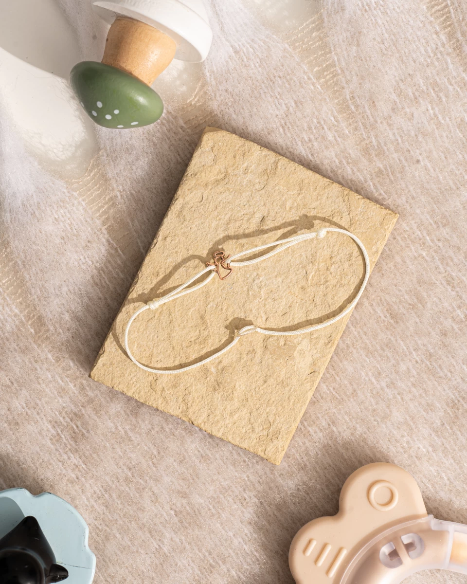 Outline Angel with Halo Baby Rose-gold 14K String Bracelet