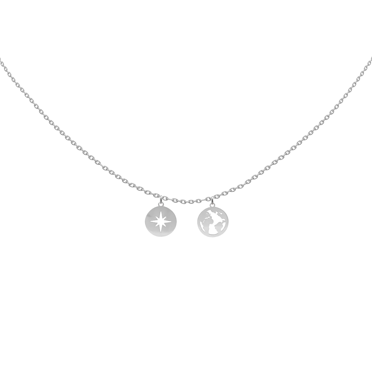 Compass And Globe Ezüst 925 Necklace