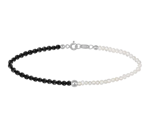 Zilia Black And White Silver 925 Bracelet