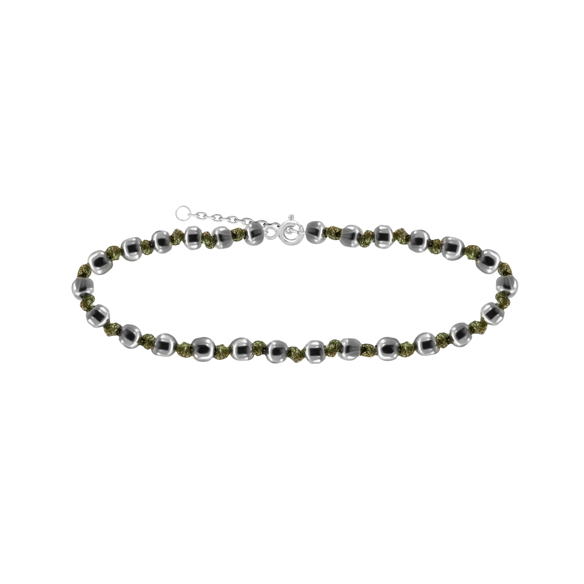 Small Silver 925 Beads Knotted Bracelet