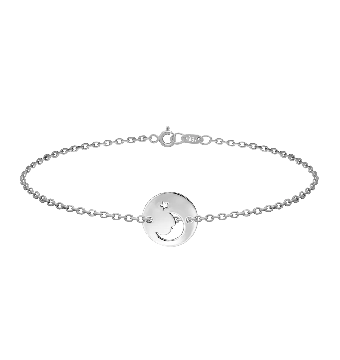 Moon Star in Circle Silver Bracelet