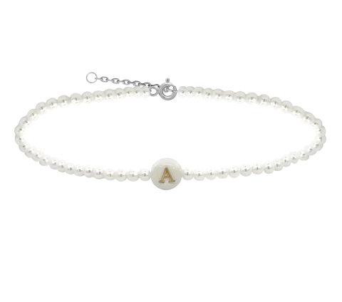 ZILIA Pearl Letter ABC Silver 925 Anklet