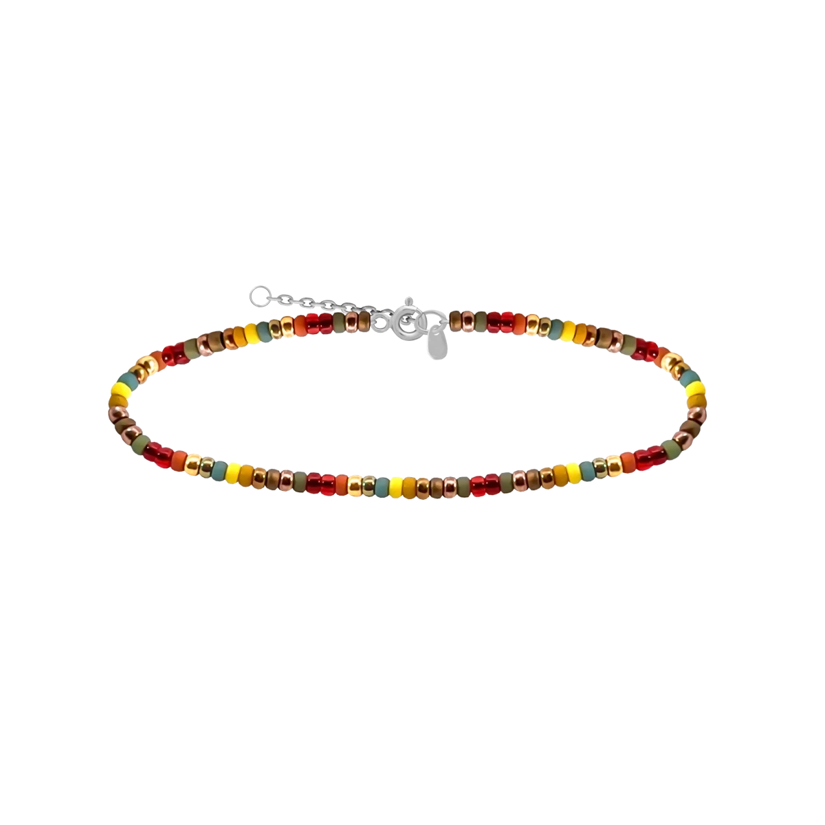 Colorful Seed Beads Silver 925 Bracelet
