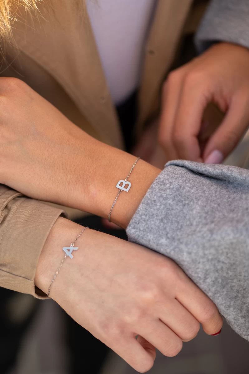 N Letter Silver Bracelet