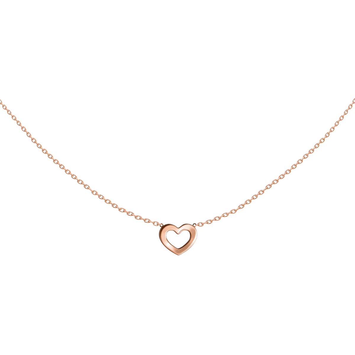 Thick Outline Heart Rose Gold 14K Necklace