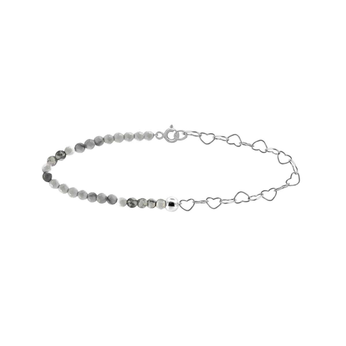 Howlite Mineral Heart Chain Silver 925 Bracelet