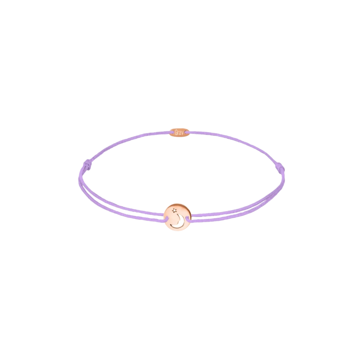 Moon Star In Circle Baby Rose Gold 14K Thread Bracelet