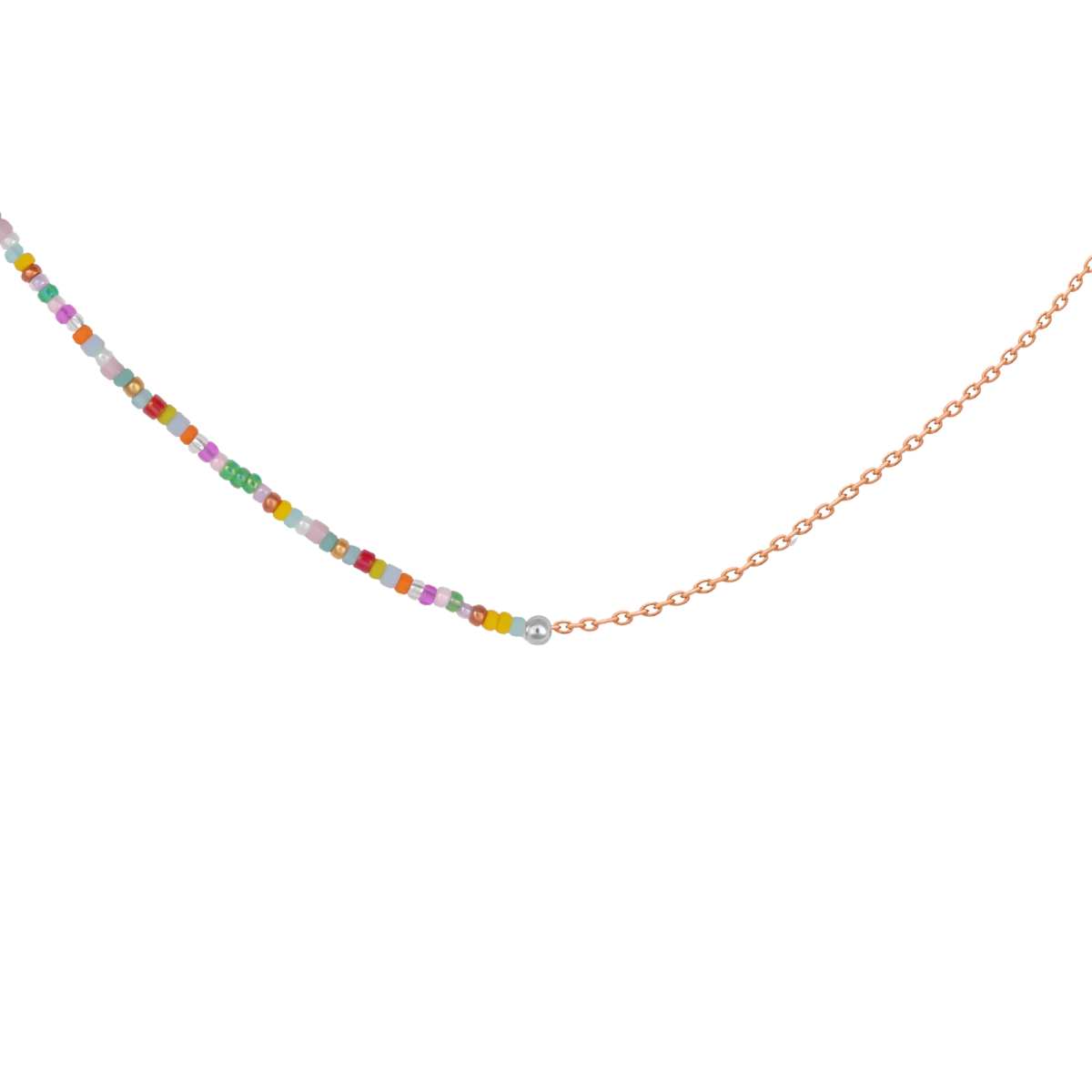 Colored Pearl Chain Rose Gold Necklace